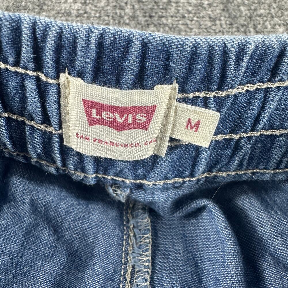 Levi's Women's M Blue Denim Jogger Pants Elastic Waist Drawstring Cuffed - Picture 3 of 8